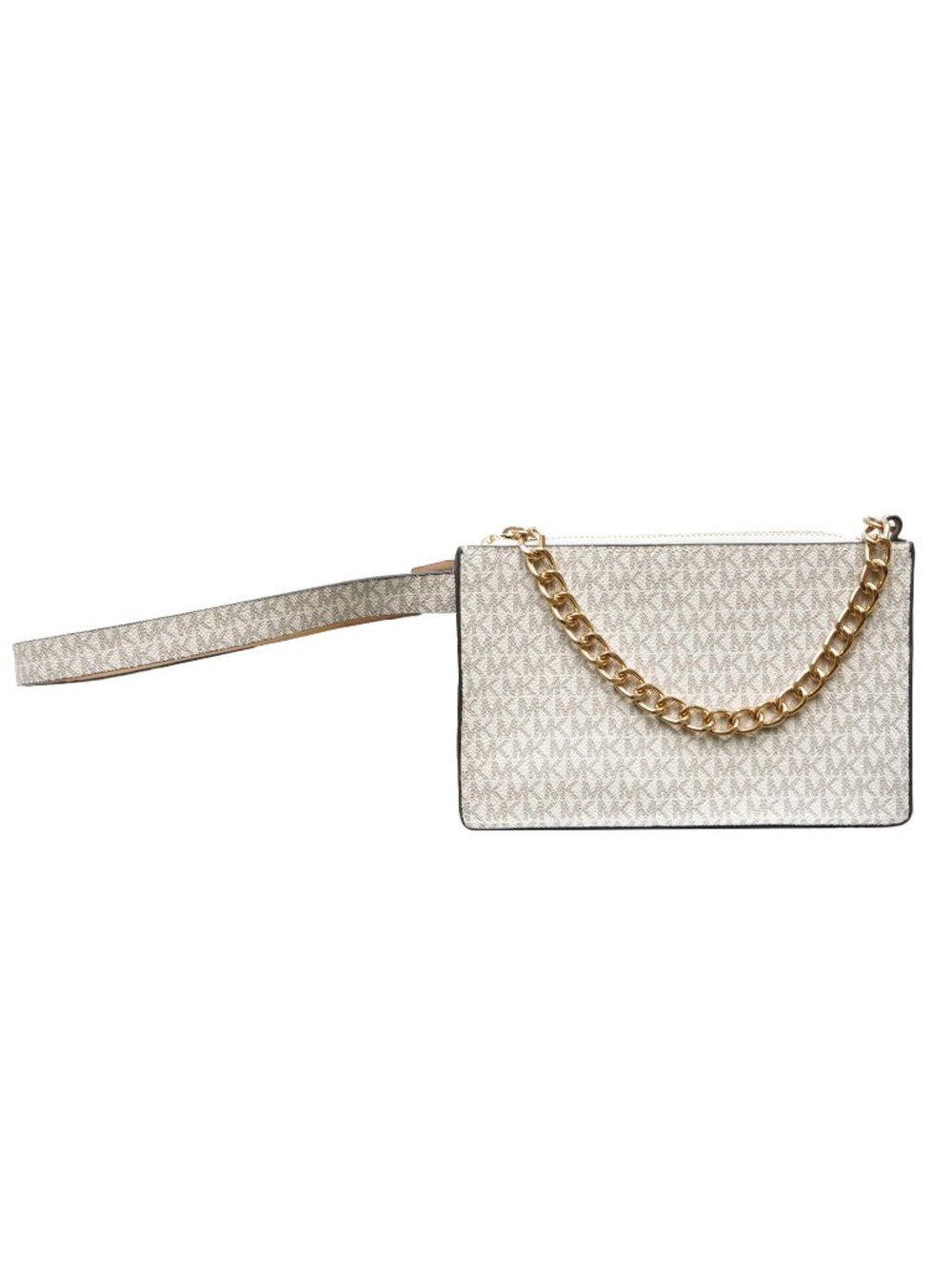 Michael Kors Belt Bag Vanilla Signature Fanny Pack White Gold Tone MK Logo - Picture 2 of 10